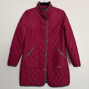 Eddie Bauer Jacket Women’s Petite Medium Sport Shop Snap Up Lightweight Maroon